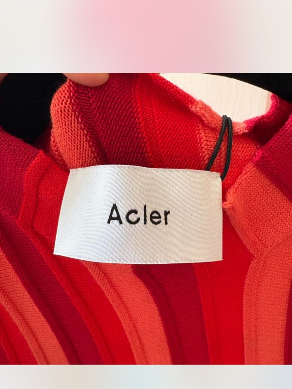 Acler Red & Coral Striped Long-Sleeve Knit Dress - Picture 2 of 2